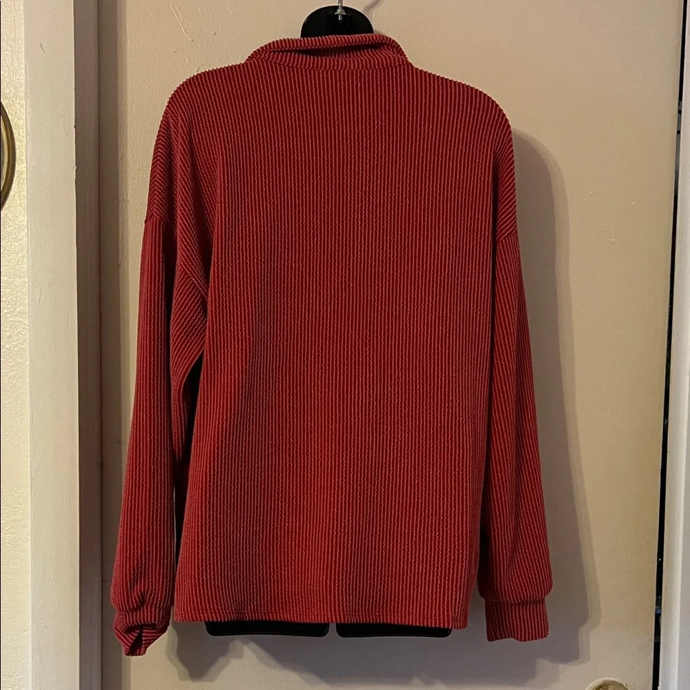 BKE Red Ribbed Knit Top - Picture 3 of 5